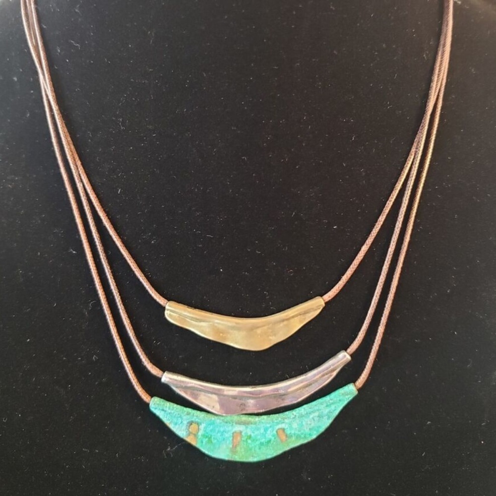 Silpada Vintage Sterling & Patina Brass Cayman Three Strand Necklace